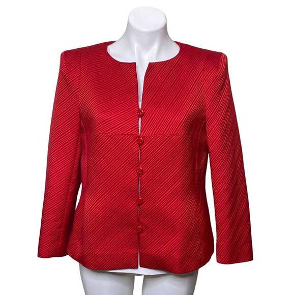 Escada Red Wool & Silk Blend Jacket, Long Sleeves Women's Size 40 (M) - Picture 1 of 10